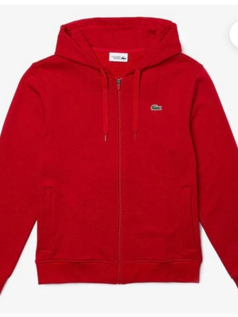 Lacoste Red Full-Zip Hooded Sweatshirt with Croc Patch